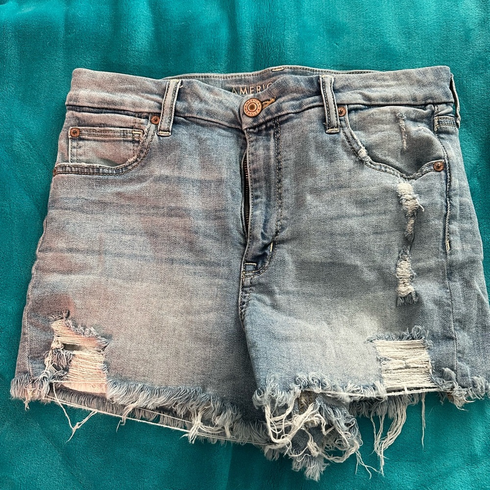 American Eagle Outfitters Light Blue Distressed Jean Shorts